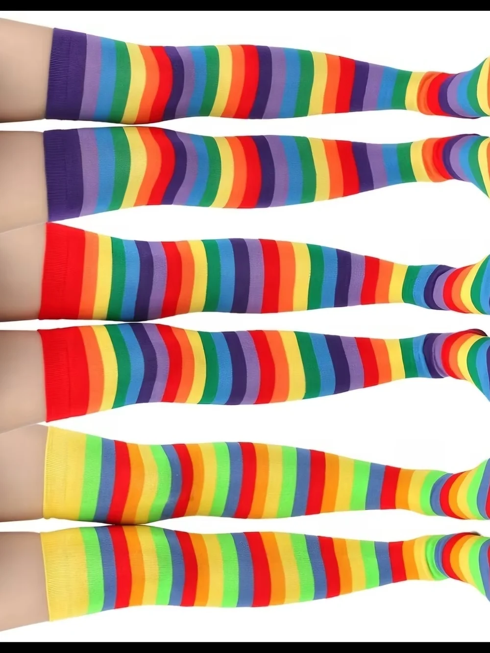 NEW! 🌈 🧦 PRIDE & SOLIDARITY Rainbow Striped HIGH SOCKS CUTE RETRO FUN ONE SIZE